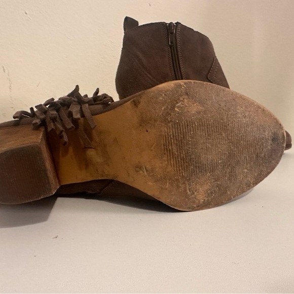 Steve Madden Taupe Fringe Ankle Booties - Picture 3 of 4